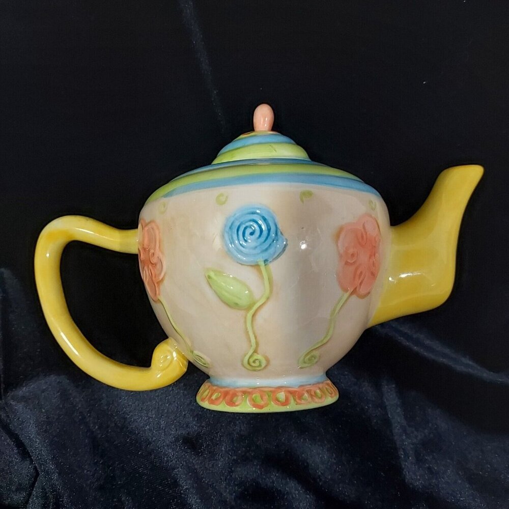 Teapot Oneida Single Serve 12 Oz Pastel Flowers Cottagecore English Tea Charming - Picture 8 of 9